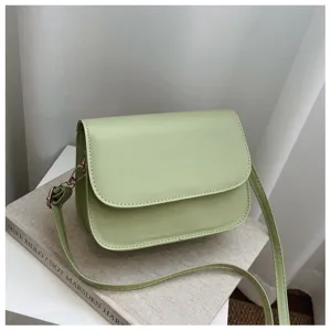 Simple green crossbody bag for women, chic PU leather single shoulder bag for daily wear.