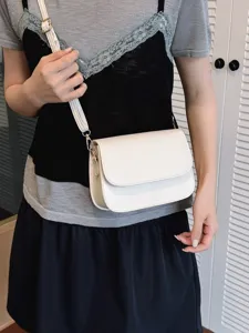 Casual minimalist white women's crossbody bag, elegant single shoulder bag for summer daily.