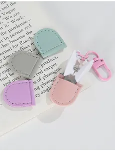 Mini leather scissors case portable multi-color storage pouch with keychain cover