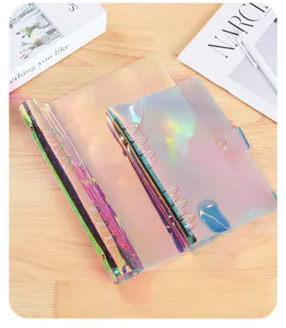 Holographic transparent loose leaf binder notebook A5 A6 PVC planner diary cute school stationery