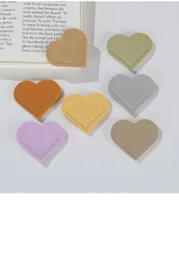 Cute colorful leather heart bookmarks set, mini portable page corner clips for reading books