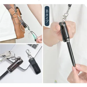 Minimalist leather pen holder clip portable keychain multi-functional stationery accessory