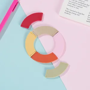 Colorful arc PU leather bookmarks creative minimalist page clips student gift office stationery.