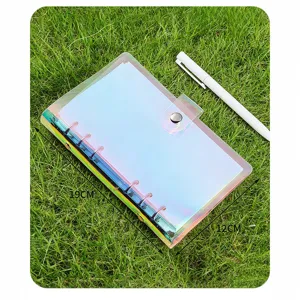 Holographic clear loose-leaf binder A5 A6 planner transparent PVC notebook with metal rings.