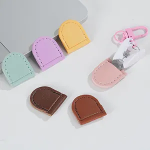 Colorful leather mini scissor sleeve case portable storage bag with keychain hook and cute style.