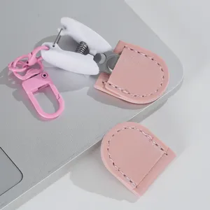 Mini leather scissor case keychain portable pocket storage pouch cute pink design practical accessory