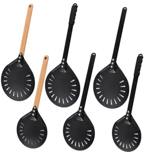 Stainless Steel Pizza Peel Metal Pizza Shovel Baking Paddle with Hollow-Out Design and Long Handle for Kitchen Cooking