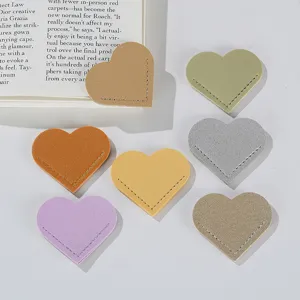 Colorful leather heart-shaped corner bookmarks, cute mini page clips for reading and gifts.