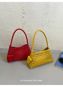 Femme Tissé Sac Bandoulière Été Décontracté Sac à Main Cuir PU Rétro Sac Épaule Chic