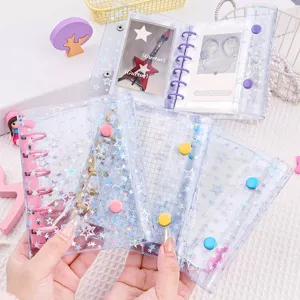 Classeur 6 anneaux étoile holographique transparente A7 mignon agenda couverture bloc-notes