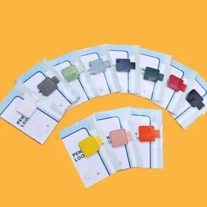 Portabolígrafos de cuero autoadhesivo banda elástica bucle para bolígrafo para cuaderno