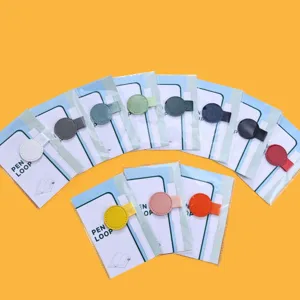 Bucle de cuero autoadhesivo para boligrafo en cuaderno, soporte elastico organizador util