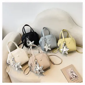 Classic casual tote shoulder bag with stylish star pendant, perfect for daily wear and commuting.