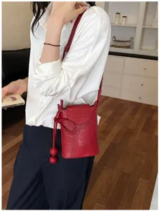 Rote Leder Umhängetasche Handy Tasche Mini Schultertasche Damen lässige kleine Beuteltasche.