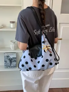 Borsa a tracolla da donna a pois grande capacità borsa casual con ciondolo carino