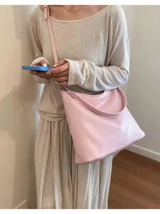 Pink soft hobo shoulder bag casual commuter tote lightweight stylish crossbody bag for women