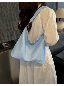 Light blue shoulder tote bag minimalist commuter handbag for women summer fashion style