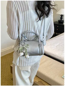 Silver minimalist pillow bag stylish crossbody shoulder bag chic daily purse for women