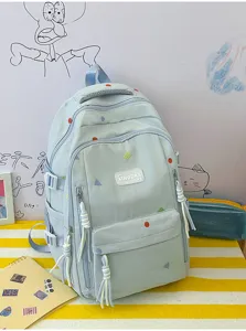 Grosse Kapazitaet Studenten Rucksack Reise Freizeit Schultertasche hellblau Daypack