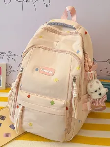 Große Kapazität Schüler Rucksack Teenager Schultasche Reise Pendeln Lässiger Nylon Daypack Mit Anhänger