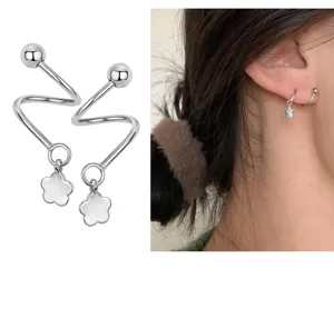 S925 Silber Spirale Blume Ohrringe Koreanischer Stil Suesse Mode Piercing Schmuck