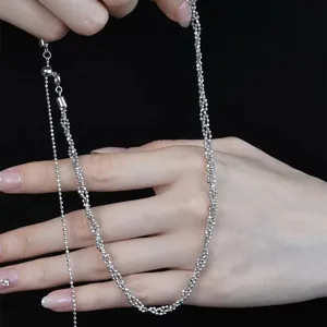 925 Sterling Silver Italian Sparkle Bead Woven Necklace Long Tassel Adjustable Lariat Y-Necklace For Women Fine Jewelry