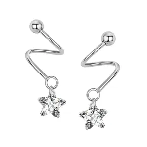 S925 Sterling Silber S-Form Spirale Zirkon Stern Ohrringe Mode Schmuck für Frauen