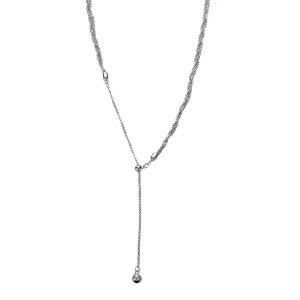 S925 silver Italian sparkling bead braided Y-shaped adjustable tassel necklace for women.