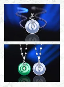 S925 Sterling Silver Chalcedony Donut Pendant Necklace Vintage Chic Jewelry Gift