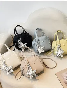 Casual minimalist handbag with stylish star charm, elegant shoulder and crossbody bag for women.