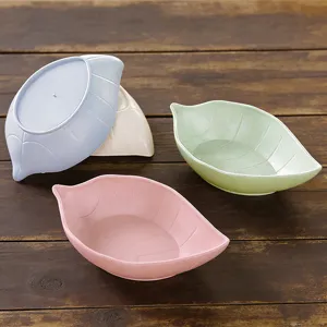 Wheat straw leaf shaped small sauce dish cute kitchen seasoning plate table tableware