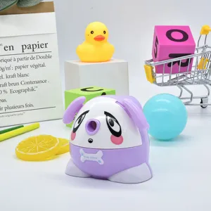 Cute cartoon dog pencil sharpener with alloy steel blade, desktop manual sharpener for kids.