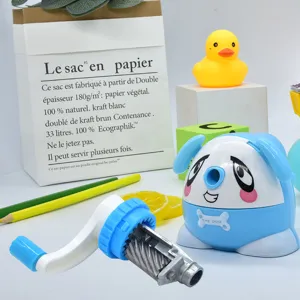 Cute cartoon dog hand crank pencil sharpener with alloy steel blade for children school gifts