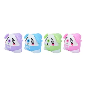 Cute cartoon dog hand crank pencil sharpener for kids, alloy steel blade, 4 vibrant colors set.