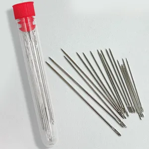 Handmade Large Eye Steel Needle Set Household Long Sewing Needles With Transparent Tube Portable Hand Sewing Tools