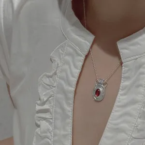 S925 Argento Sterling Retro Bottiglia d'Acqua Pendente Collana Vintage Catena Clavicola