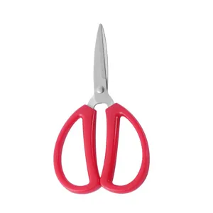 Versatile household office scissors with stainless steel blade and red ergonomic handle for daily cutting.