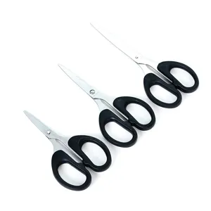 Stainless steel scissors set office home kitchen craft cutting tools black handle 3pcs
