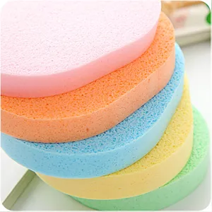 Soft colorful facial cleansing sponge set, deep clean makeup puff cosmetic tool for daily skin care.