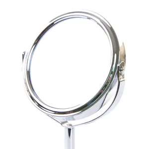 Metal tabletop makeup mirror double-sided vanity mirror with 360-degree rotation and stand