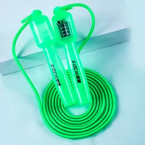 Transparent green digital counting jump rope for students fitness training exercise gym sports equipment