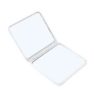 Specchio tascabile bifacciale portatile specchio cosmetico per trucco pieghevole compatto bianco