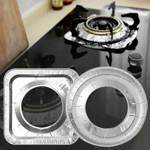 Tapis Anti-Huile pour Cuisinière à Gaz en Feuille d'Aluminium Épaissie Cuisine Imperméable Résistant à la Chaleur Carré Rond Tapis de Nettoyage