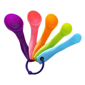 Colorful Plastic Measuring Spoons Baking Tools Kitchen Gadgets With Scale For Cooking Coffee Milk Powder