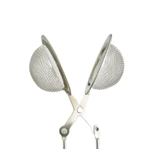 Stainless steel tea infuser scissor handle tea strainer mesh tea ball filter for loose leaf tea
