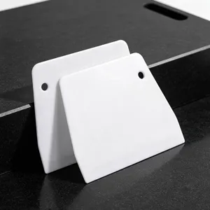 Plastic dough scraper trapezoidal tool set, white baking pastry cutter for kitchen use.