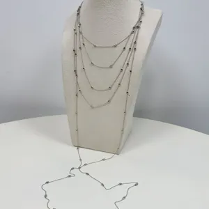 Collana lunga multistrato con perline in metallo stile francese elegante gioiello minimalista