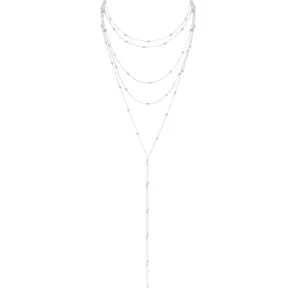 Collana multistrato nappe argentata catena clavicolare minimalista gioielli moda vista principale
