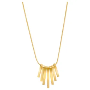 Collier pendentif barre dorée superposé, chaîne pampille géométrique minimaliste femme.