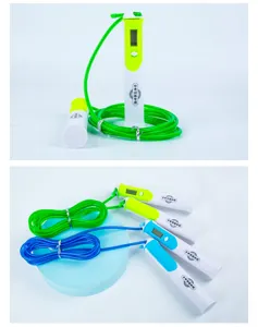 Electronic counting steel wire jump rope for student exam training with LCD screen.